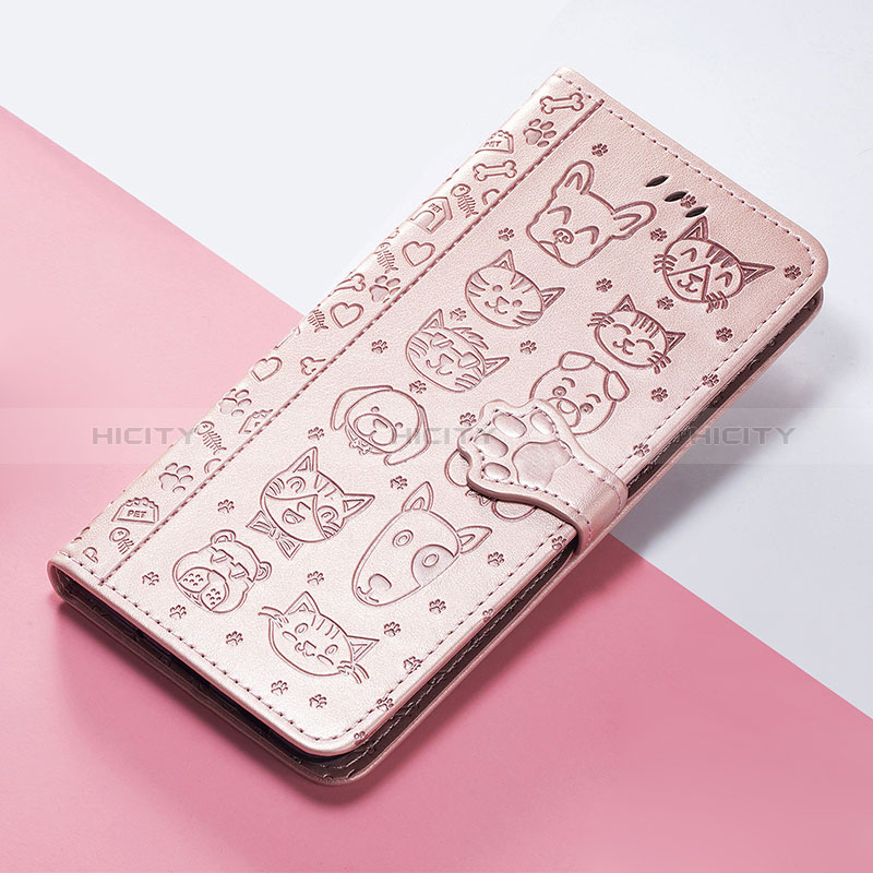 Funda de Cuero Cartera con Soporte Patron de Moda Carcasa S05D para Google Pixel 5 Oro Rosa