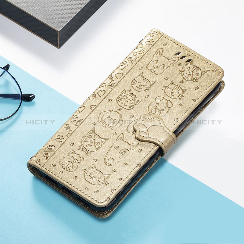 Funda de Cuero Cartera con Soporte Patron de Moda Carcasa S05D para Huawei Honor 80 Pro 5G Oro