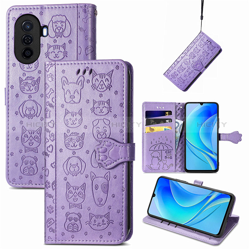 Funda de Cuero Cartera con Soporte Patron de Moda Carcasa S05D para Huawei Nova Y70