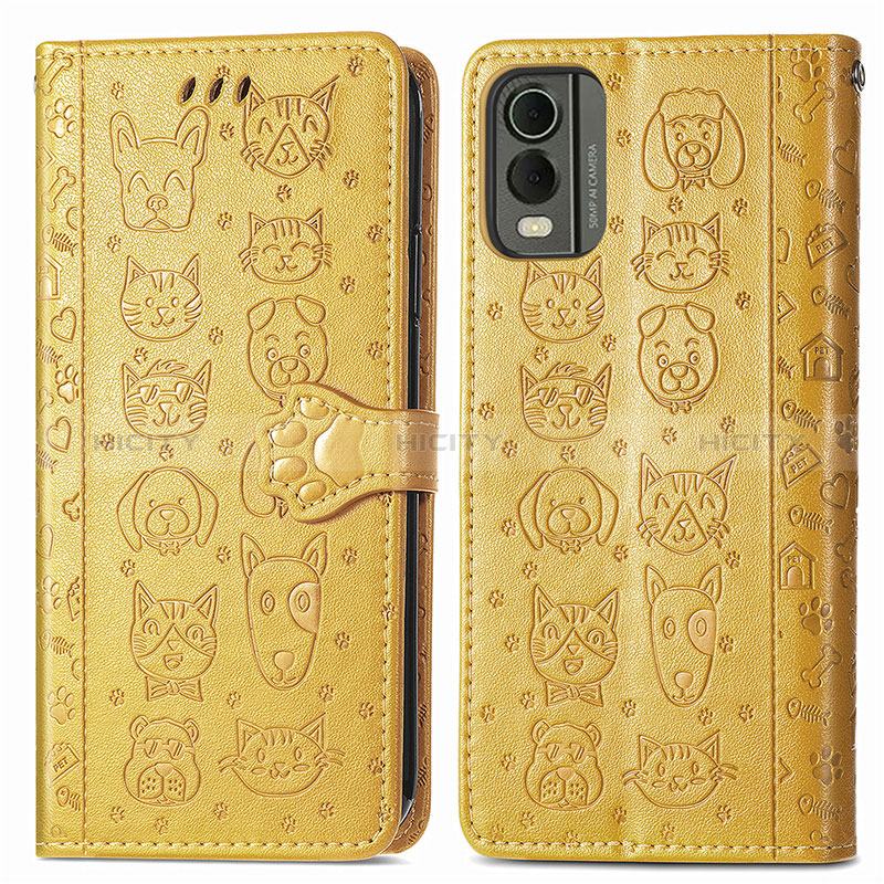 Funda de Cuero Cartera con Soporte Patron de Moda Carcasa S05D para Nokia C210 Amarillo