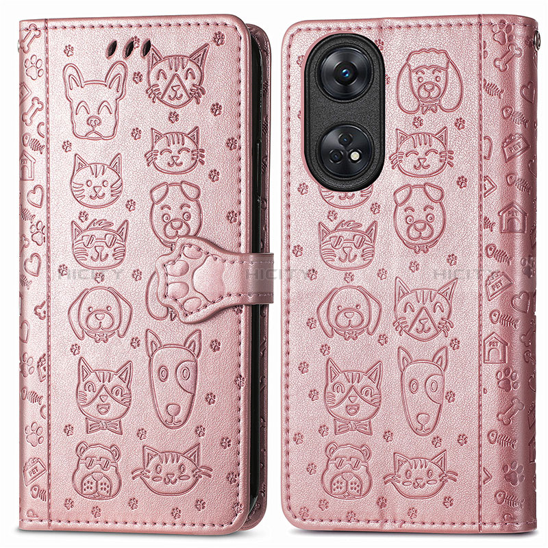 Funda de Cuero Cartera con Soporte Patron de Moda Carcasa S05D para Oppo Reno8 T 4G