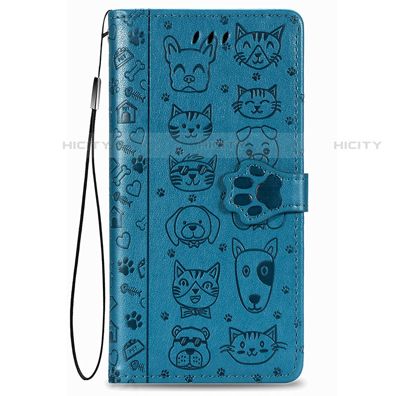 Funda de Cuero Cartera con Soporte Patron de Moda Carcasa S05D para Samsung Galaxy S21 5G Azul