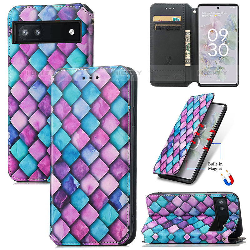 Funda de Cuero Cartera con Soporte Patron de Moda Carcasa S06D para Google Pixel 6a 5G