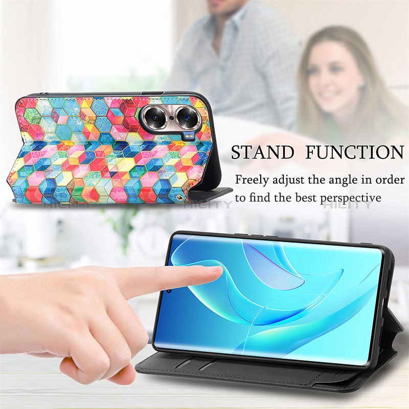 Funda de Cuero Cartera con Soporte Patron de Moda Carcasa S06D para Huawei Honor 60 5G