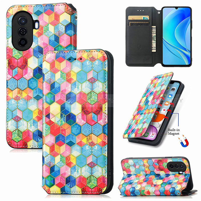 Funda de Cuero Cartera con Soporte Patron de Moda Carcasa S06D para Huawei Nova Y70 Plus