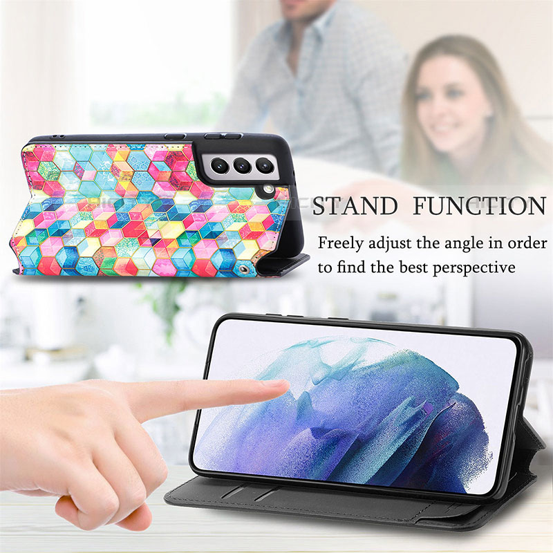 Funda de Cuero Cartera con Soporte Patron de Moda Carcasa S06D para Samsung Galaxy S21 FE 5G