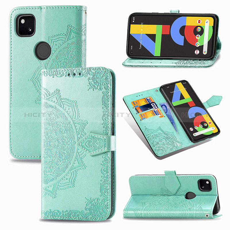 Funda de Cuero Cartera con Soporte Patron de Moda Carcasa S07D para Google Pixel 4a