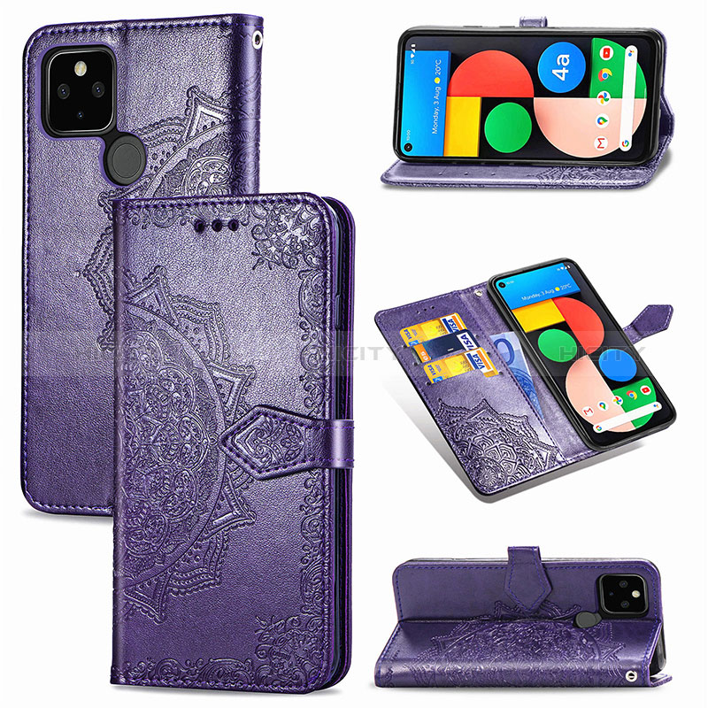 Funda de Cuero Cartera con Soporte Patron de Moda Carcasa S07D para Google Pixel 5