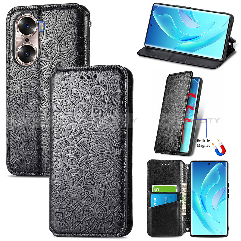 Funda de Cuero Cartera con Soporte Patron de Moda Carcasa S07D para Huawei Honor 60 5G