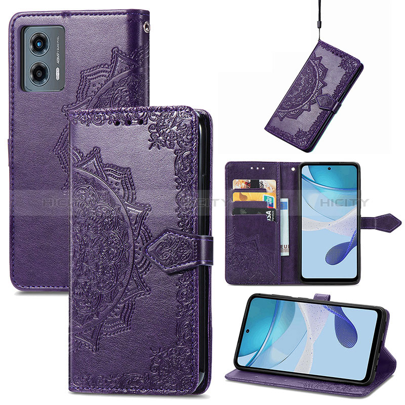 Funda de Cuero Cartera con Soporte Patron de Moda Carcasa S07D para Motorola Moto G 5G (2023)