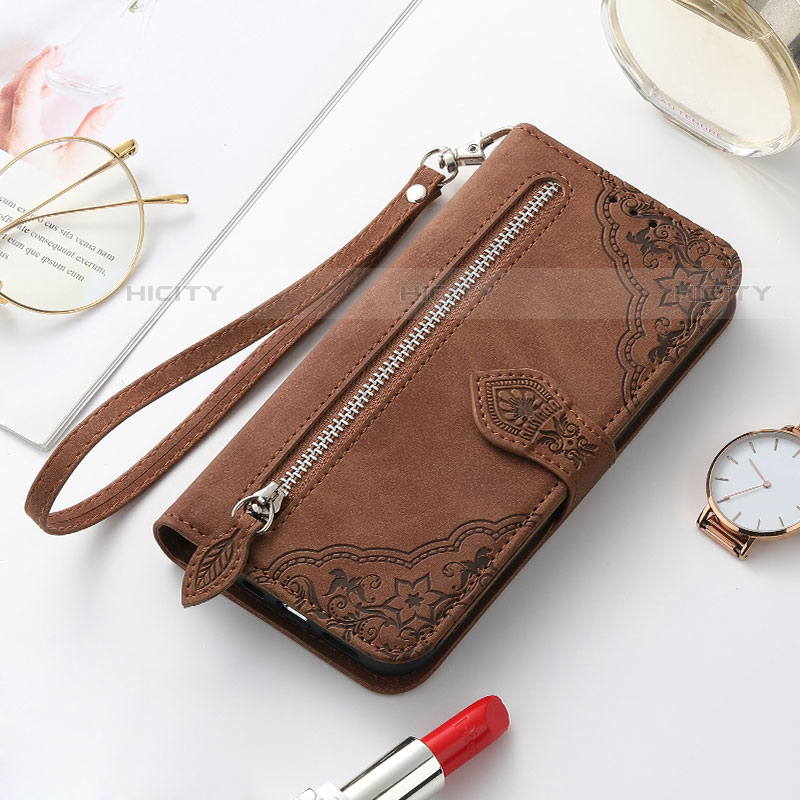 Funda de Cuero Cartera con Soporte Patron de Moda Carcasa S07D para Samsung Galaxy S21 Plus 5G Marron