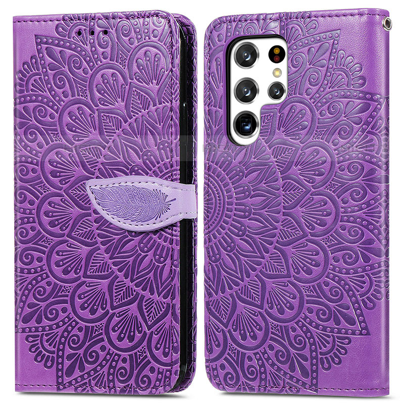 Funda de Cuero Cartera con Soporte Patron de Moda Carcasa S07D para Samsung Galaxy S22 Ultra 5G