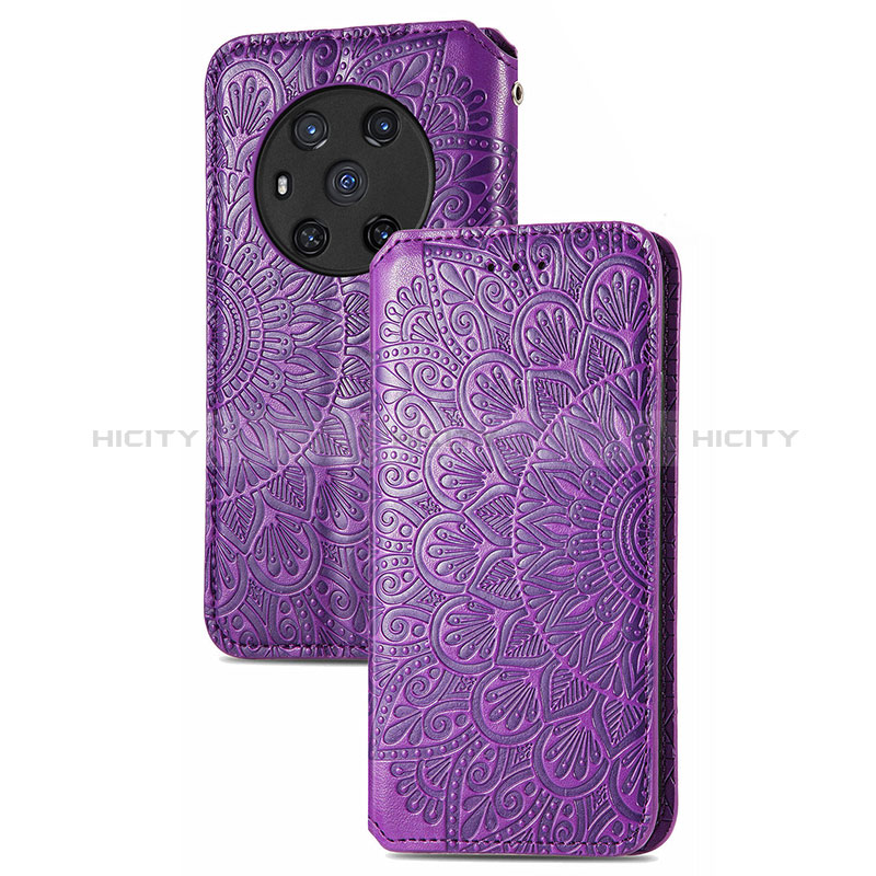 Funda de Cuero Cartera con Soporte Patron de Moda Carcasa S09D para Huawei Honor Magic3 5G Morado