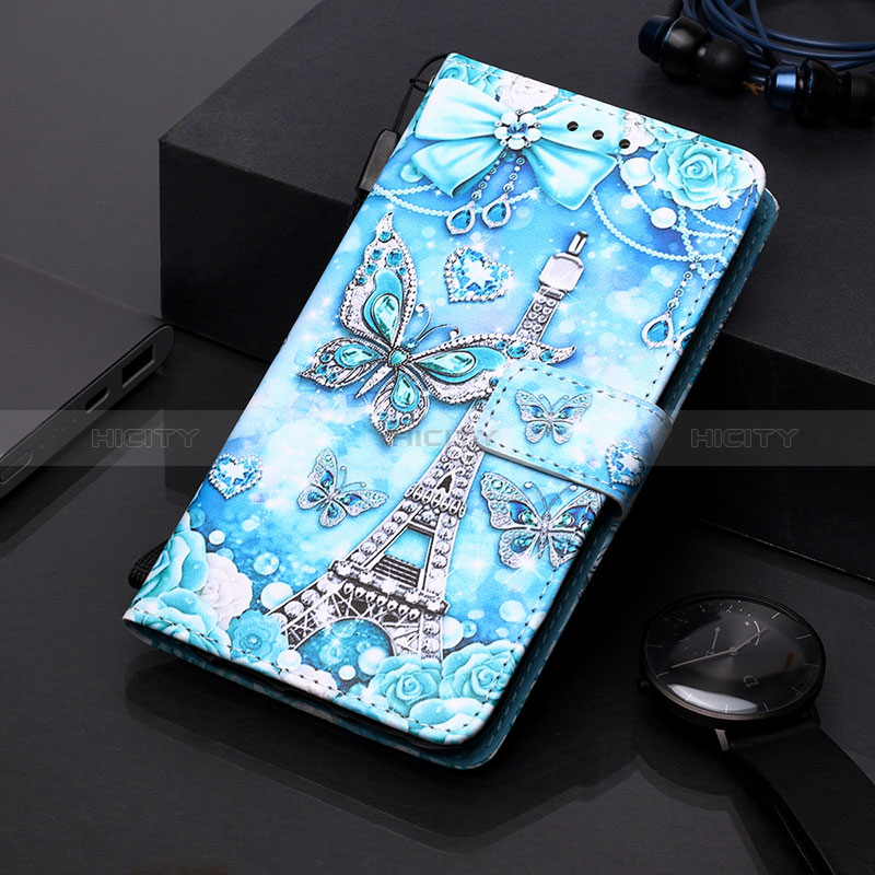 Funda de Cuero Cartera con Soporte Patron de Moda Carcasa Y01B para Samsung Galaxy A20e Azul Claro