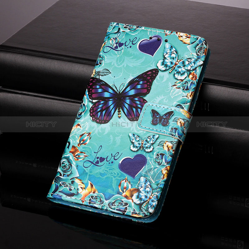 Funda de Cuero Cartera con Soporte Patron de Moda Carcasa Y01B para Samsung Galaxy A21s Azul Cielo