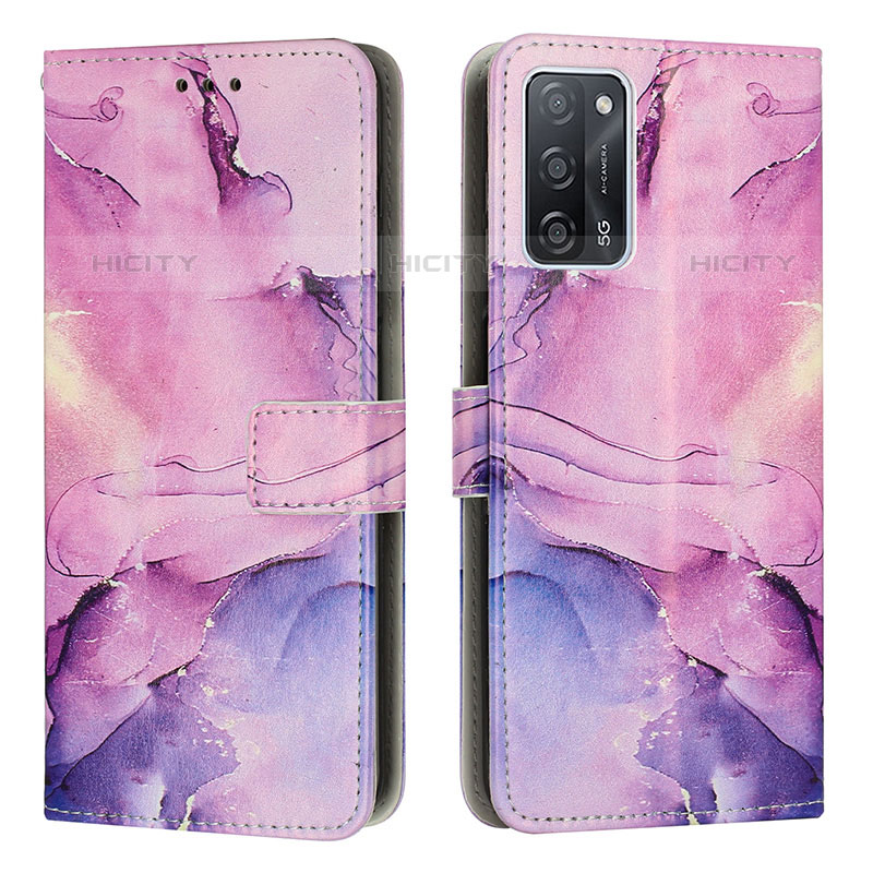 Funda de Cuero Cartera con Soporte Patron de Moda Carcasa Y01X para Oppo A53s 5G Morado