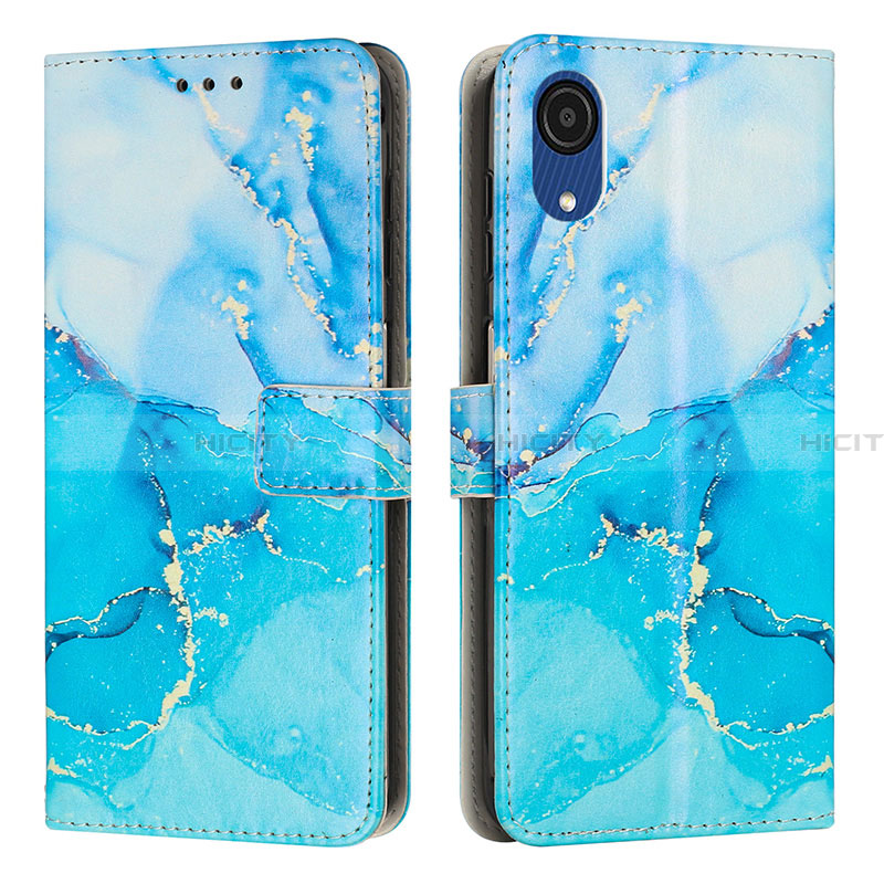 Funda de Cuero Cartera con Soporte Patron de Moda Carcasa Y01X para Samsung Galaxy A03 Core Azul