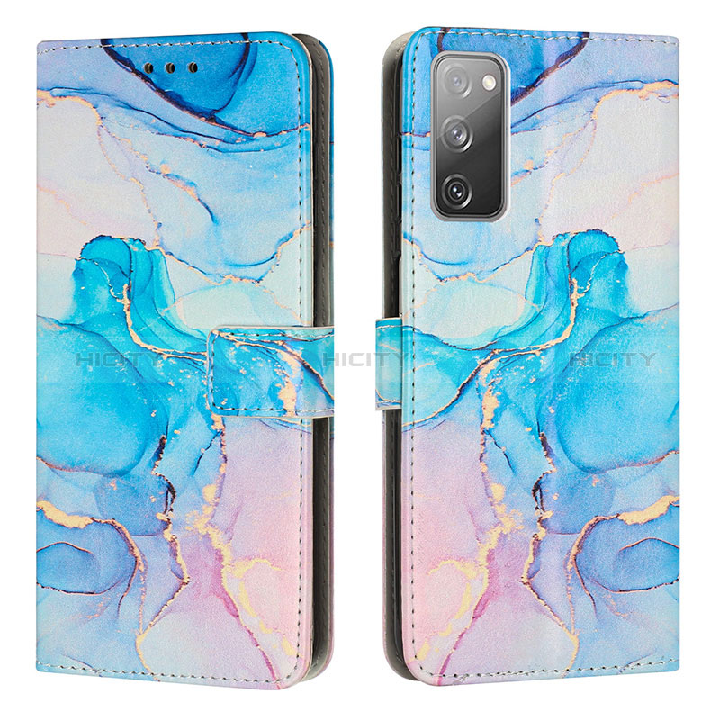 Funda de Cuero Cartera con Soporte Patron de Moda Carcasa Y01X para Samsung Galaxy S20 Lite 5G Azul Cielo