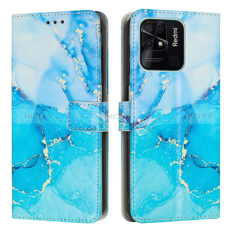 Funda de Cuero Cartera con Soporte Patron de Moda Carcasa Y01X para Xiaomi Redmi 10C 4G Azul