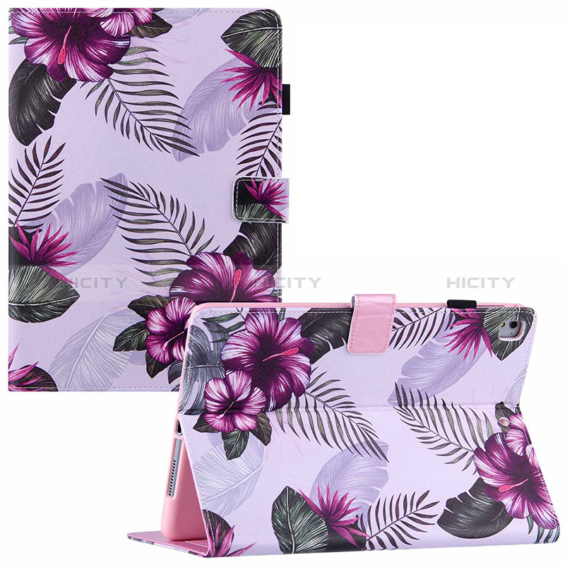 Funda de Cuero Cartera con Soporte Patron de Moda Carcasa Y02B para Apple iPad Air 2 Morado