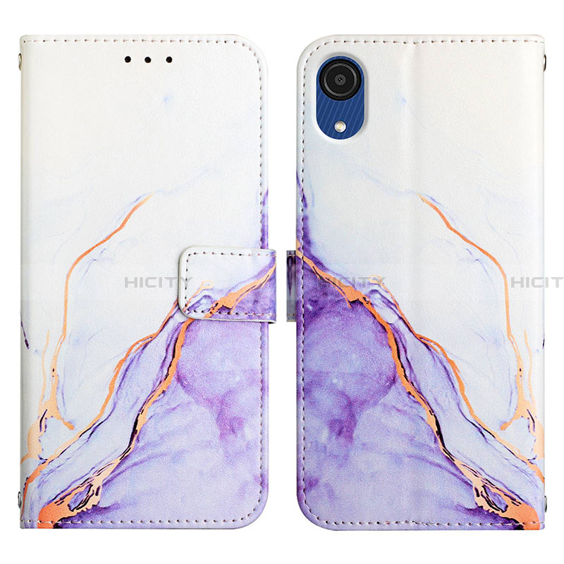 Funda de Cuero Cartera con Soporte Patron de Moda Carcasa Y02B para Samsung Galaxy A03 Core Purpura Claro