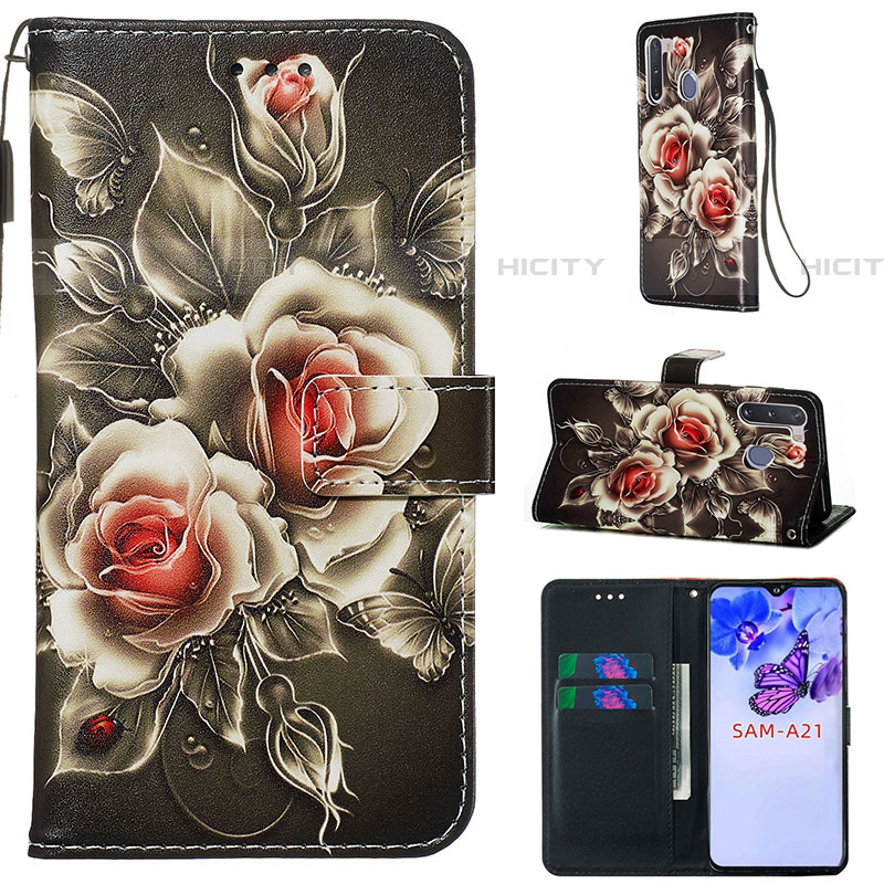 Funda de Cuero Cartera con Soporte Patron de Moda Carcasa Y02B para Samsung Galaxy A21 European