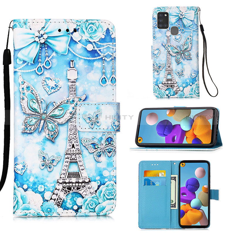 Funda de Cuero Cartera con Soporte Patron de Moda Carcasa Y02B para Samsung Galaxy A21s