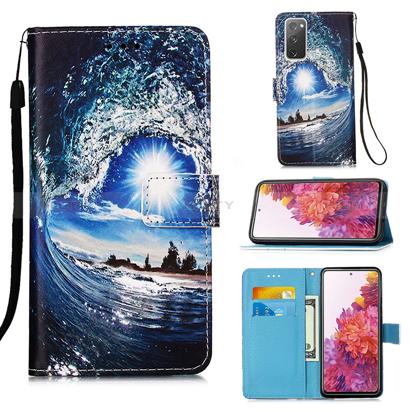 Funda de Cuero Cartera con Soporte Patron de Moda Carcasa Y02B para Samsung Galaxy S20 FE (2022) 5G Azul Real