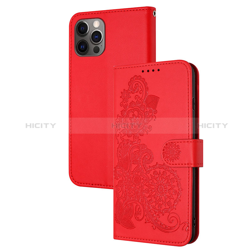 Funda de Cuero Cartera con Soporte Patron de Moda Carcasa Y02X para Apple iPhone 15 Pro Rojo