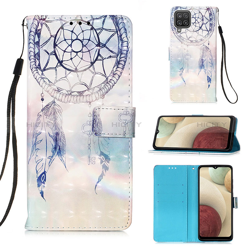 Funda de Cuero Cartera con Soporte Patron de Moda Carcasa Y03B para Samsung Galaxy A12 Nacho Azul Claro