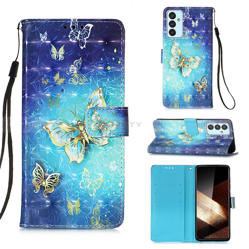 Funda de Cuero Cartera con Soporte Patron de Moda Carcasa Y03B para Samsung Galaxy A15 5G Azul Cielo