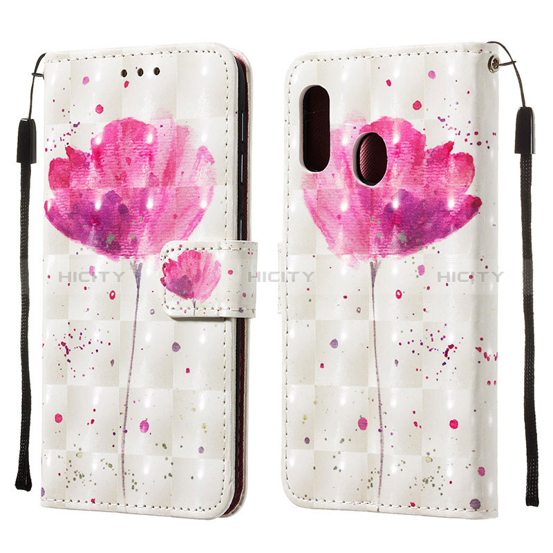 Funda de Cuero Cartera con Soporte Patron de Moda Carcasa Y03B para Samsung Galaxy A20e Rosa