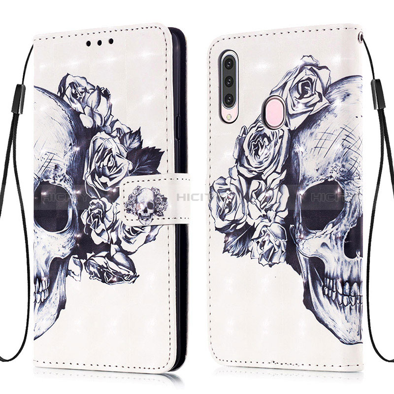 Funda de Cuero Cartera con Soporte Patron de Moda Carcasa Y03B para Samsung Galaxy A20s Negro