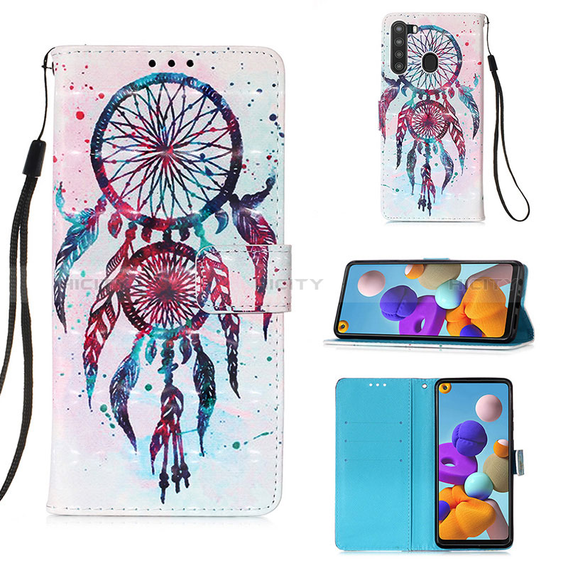 Funda de Cuero Cartera con Soporte Patron de Moda Carcasa Y03B para Samsung Galaxy A21 Multicolor