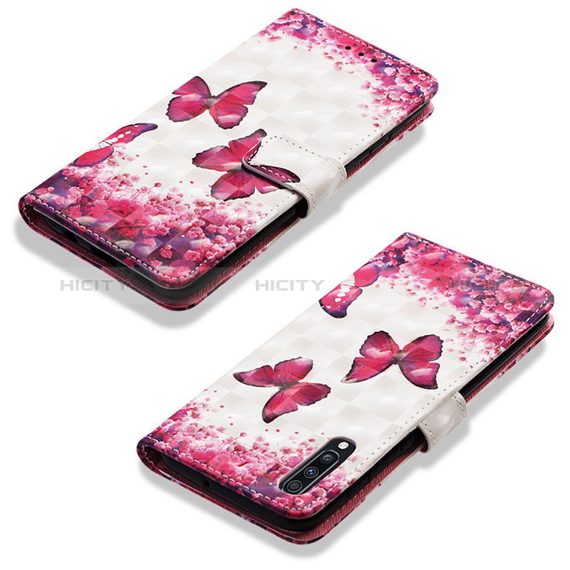 Funda de Cuero Cartera con Soporte Patron de Moda Carcasa Y03B para Samsung Galaxy A70S Rosa Roja