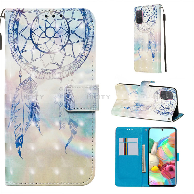 Funda de Cuero Cartera con Soporte Patron de Moda Carcasa Y03B para Samsung Galaxy A71 4G A715 Azul Claro