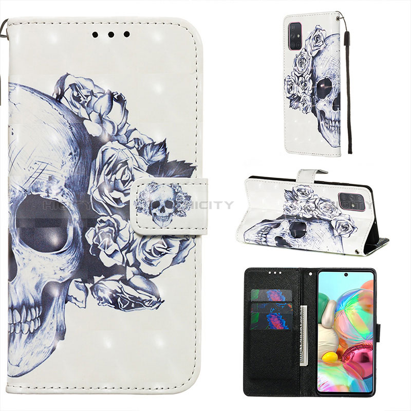 Funda de Cuero Cartera con Soporte Patron de Moda Carcasa Y03B para Samsung Galaxy A71 4G A715 Negro