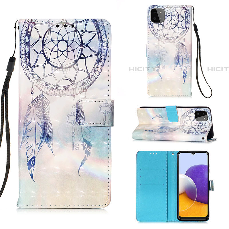 Funda de Cuero Cartera con Soporte Patron de Moda Carcasa Y03B para Samsung Galaxy F42 5G Azul Claro