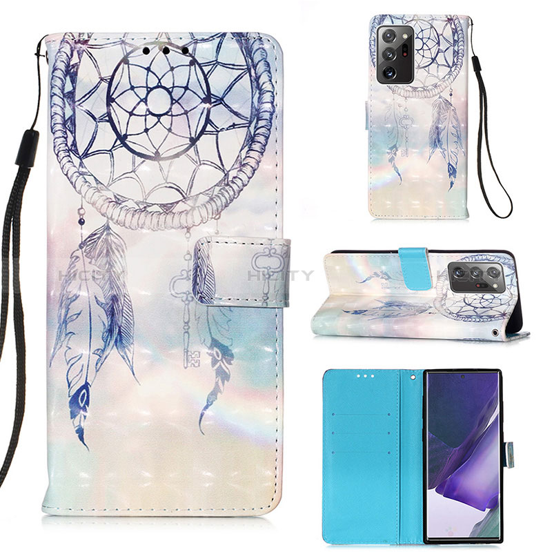 Funda de Cuero Cartera con Soporte Patron de Moda Carcasa Y03B para Samsung Galaxy Note 20 Ultra 5G Azul Claro