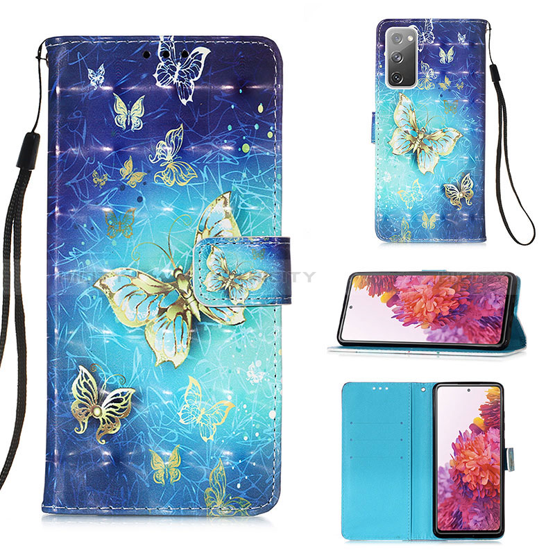 Funda de Cuero Cartera con Soporte Patron de Moda Carcasa Y03B para Samsung Galaxy S20 Lite 5G Azul Cielo