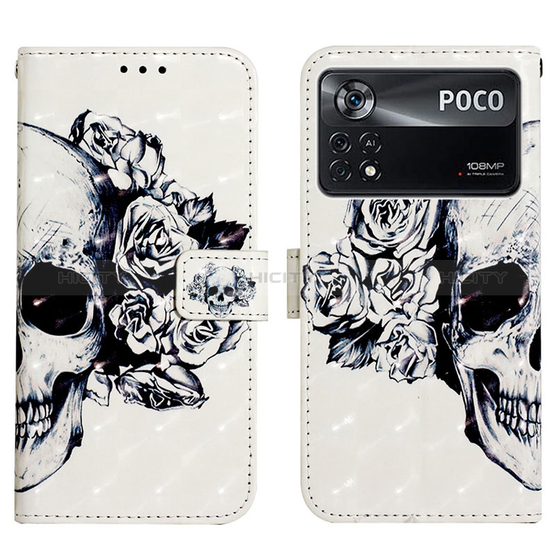 Funda de Cuero Cartera con Soporte Patron de Moda Carcasa Y03B para Xiaomi Poco X4 Pro 5G Negro