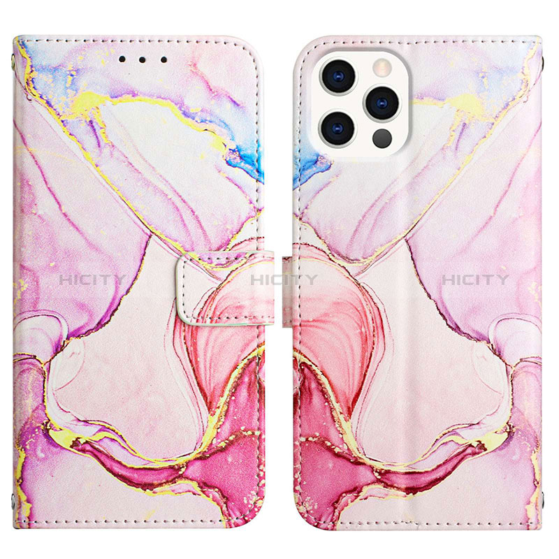 Funda de Cuero Cartera con Soporte Patron de Moda Carcasa Y04B para Apple iPhone 14 Pro Max Rosa