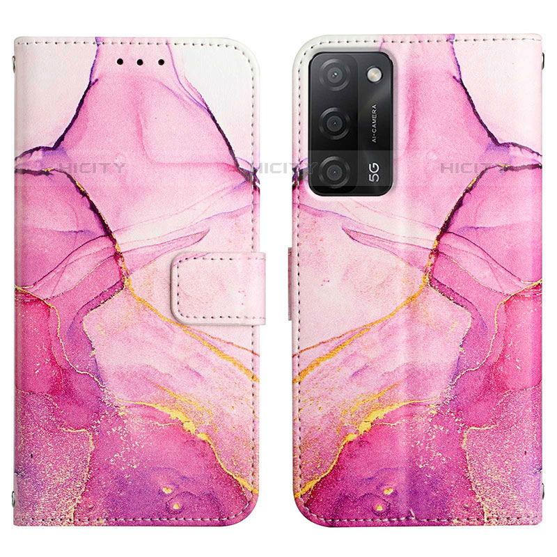 Funda de Cuero Cartera con Soporte Patron de Moda Carcasa Y04B para Oppo A53s 5G Rosa Roja