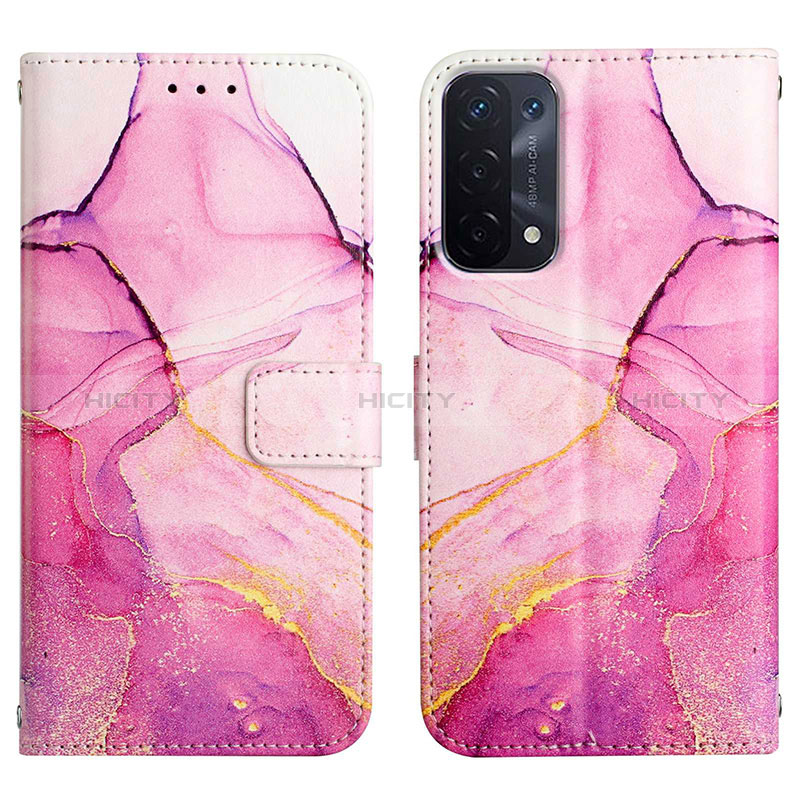 Funda de Cuero Cartera con Soporte Patron de Moda Carcasa Y04B para Oppo A74 5G Rosa Roja