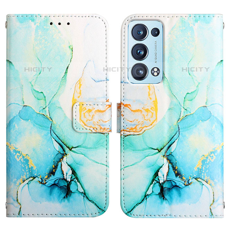 Funda de Cuero Cartera con Soporte Patron de Moda Carcasa Y04B para Oppo Reno6 Pro 5G Verde