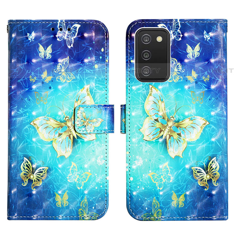 Funda de Cuero Cartera con Soporte Patron de Moda Carcasa Y04B para Samsung Galaxy A03s Azul Cielo