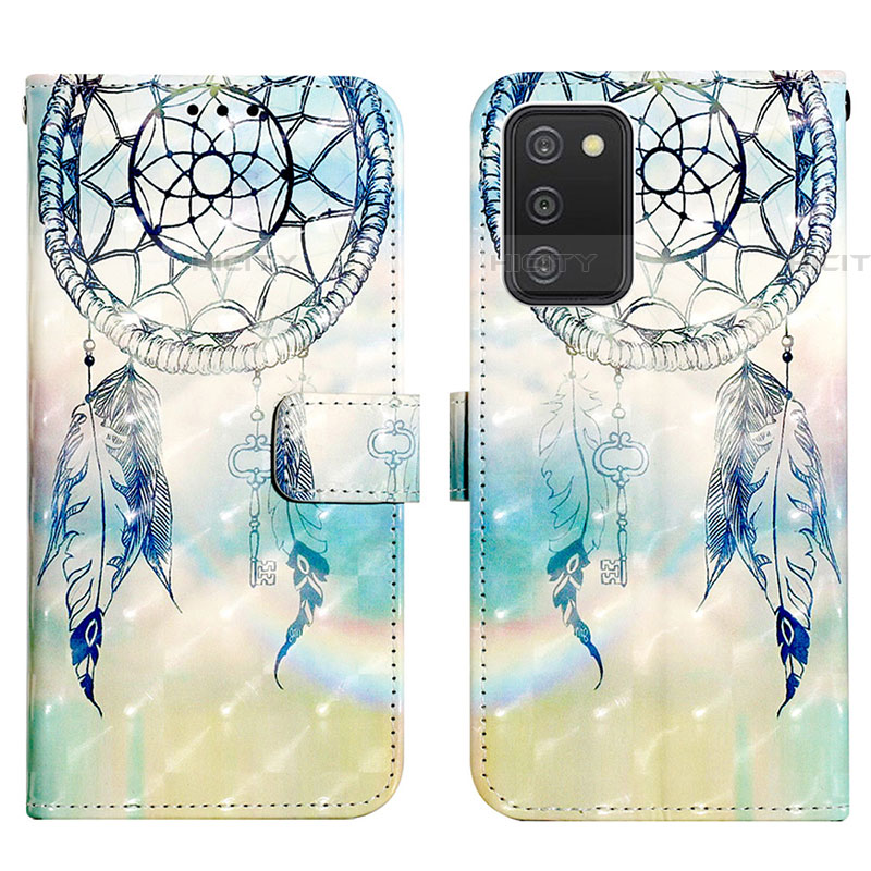 Funda de Cuero Cartera con Soporte Patron de Moda Carcasa Y04B para Samsung Galaxy A03s Azul Claro