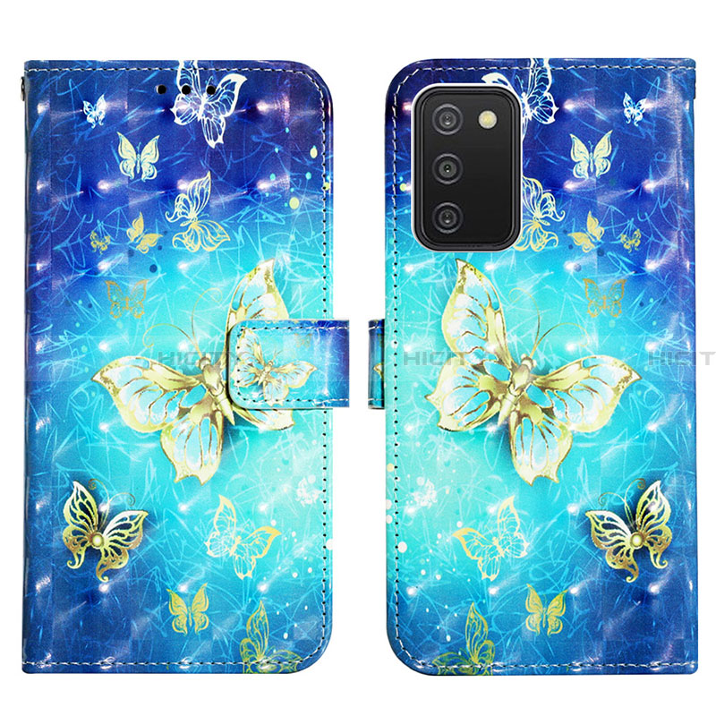 Funda de Cuero Cartera con Soporte Patron de Moda Carcasa Y04B para Samsung Galaxy F02S SM-E025F Azul Cielo