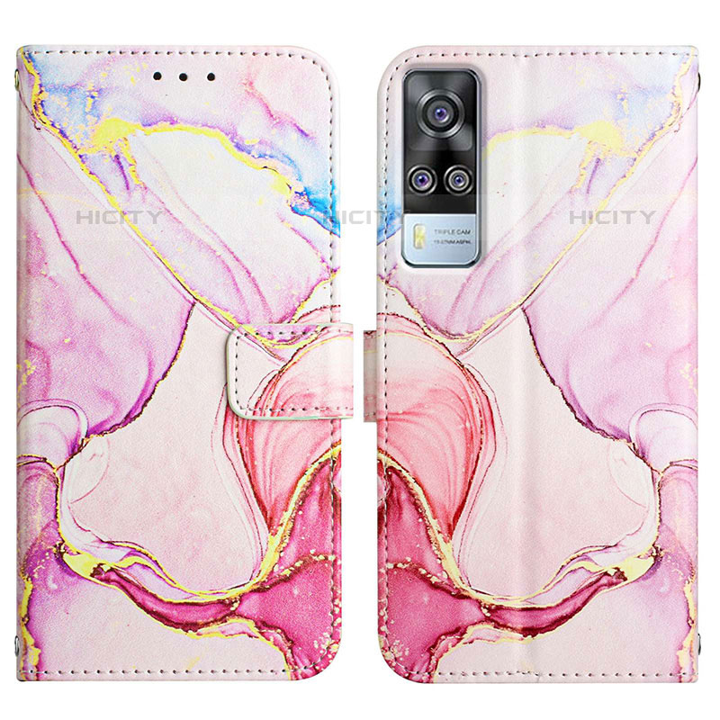 Funda de Cuero Cartera con Soporte Patron de Moda Carcasa Y04B para Vivo Y51A Rosa