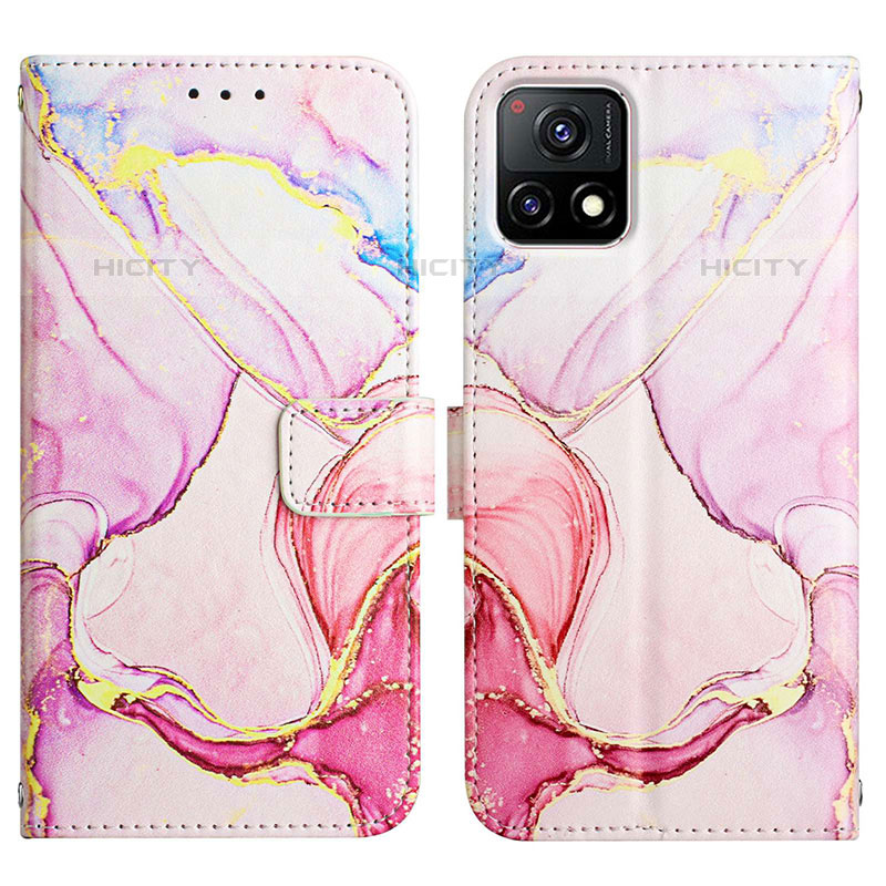 Funda de Cuero Cartera con Soporte Patron de Moda Carcasa Y04B para Vivo Y52s 5G Rosa